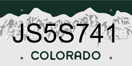 JS5S741 Colorado License Plate