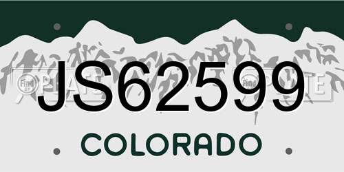 JS62599 Colorado License Plate