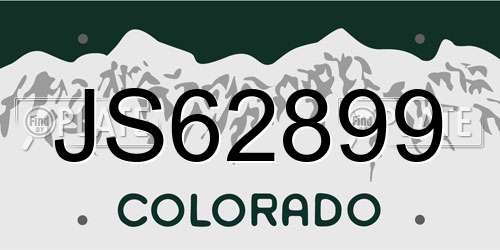 JS62899 Colorado License Plate