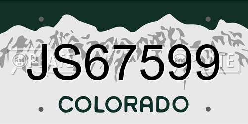 JS67599 Colorado License Plate