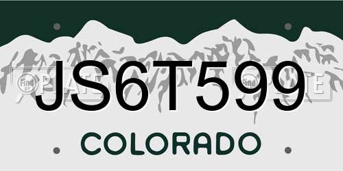 JS6T599 Colorado License Plate