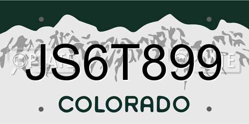 JS6T899 Colorado License Plate