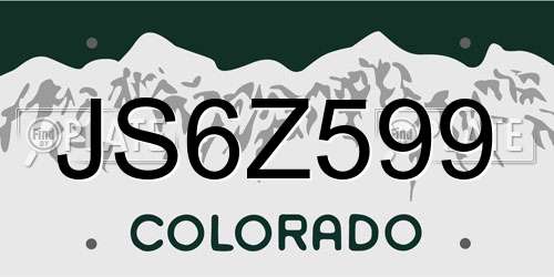 JS6Z599 Colorado License Plate