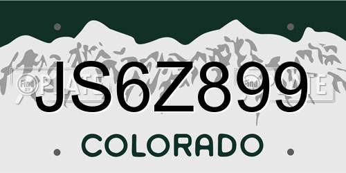 JS6Z899 Colorado License Plate