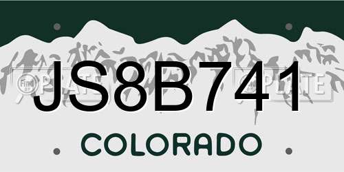 JS8B741 Colorado License Plate