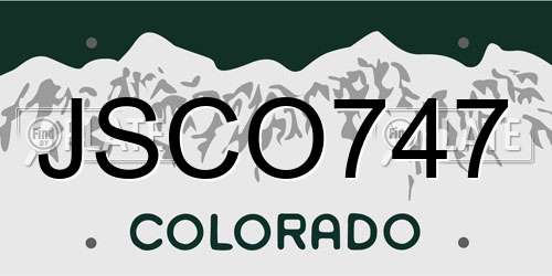 JSCO747 Colorado License Plate