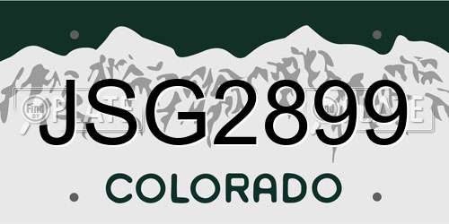 JSG2899 Colorado License Plate