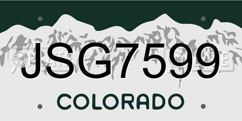 JSG7599 Colorado License Plate