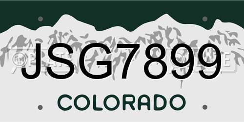 JSG7899 Colorado License Plate