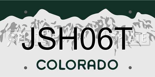 JSH06T Colorado License Plate