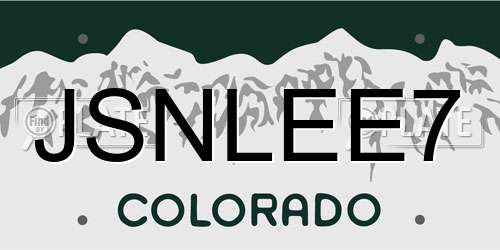 JSNLEE7 Colorado License Plate