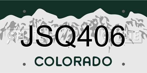 JSQ406 Colorado License Plate