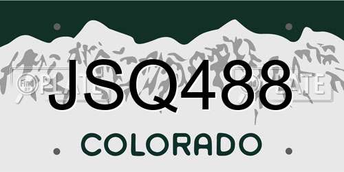 JSQ488 Colorado License Plate