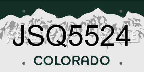 JSQ5524 Colorado License Plate