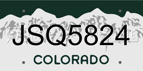JSQ5824 Colorado License Plate