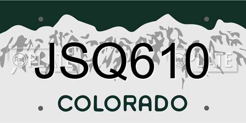 JSQ610 Colorado License Plate