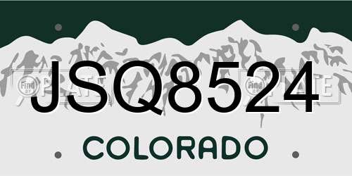 JSQ8524 Colorado License Plate