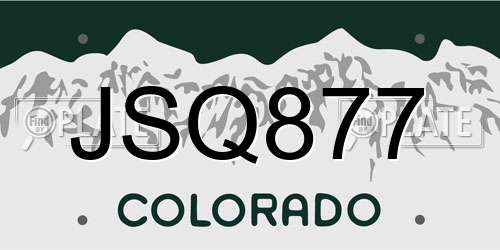 JSQ877 Colorado License Plate