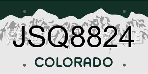 JSQ8824 Colorado License Plate