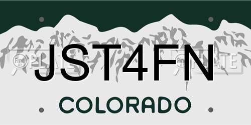 JST4FN Colorado License Plate