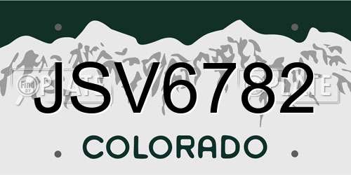 JSV6782 Colorado License Plate