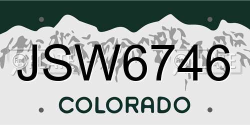 JSW6746 Colorado License Plate