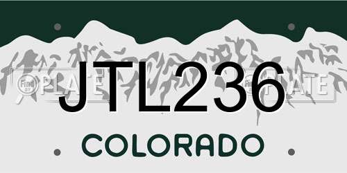 JTL236 Colorado License Plate