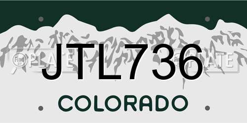JTL736 Colorado License Plate