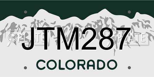 JTM287 Colorado License Plate