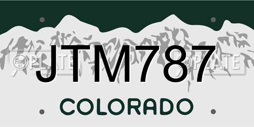 JTM787 Colorado License Plate
