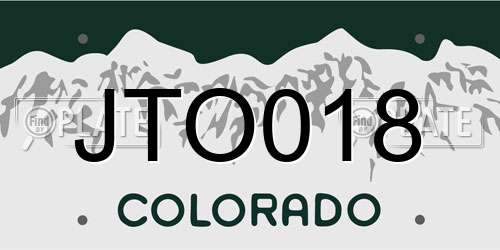JTO018 Colorado License Plate