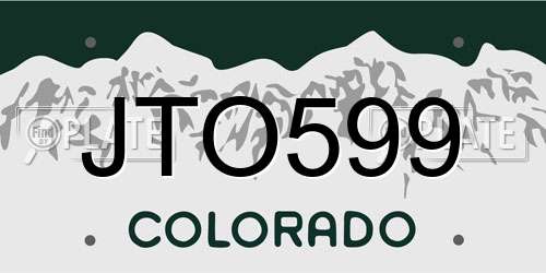 JTO599 Colorado License Plate