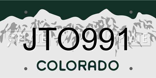 JTO991 Colorado License Plate