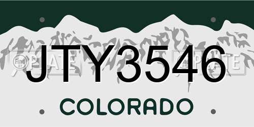 JTY3546 Colorado License Plate