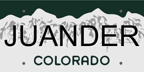 JUANDER Colorado License Plate