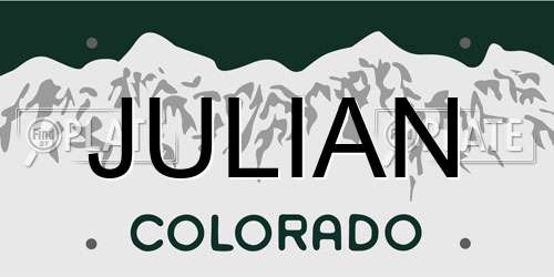 JULIAN Colorado License Plate