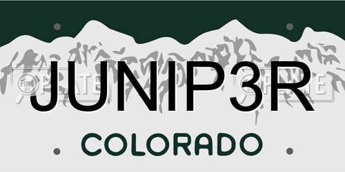 JUNIP3R Colorado License Plate