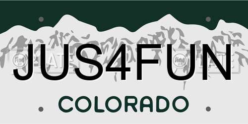 JUS4FUN Colorado License Plate