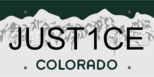 JUST1CE Colorado License Plate