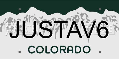 JUSTAV6 Colorado License Plate