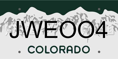 JWEOO4 Colorado License Plate