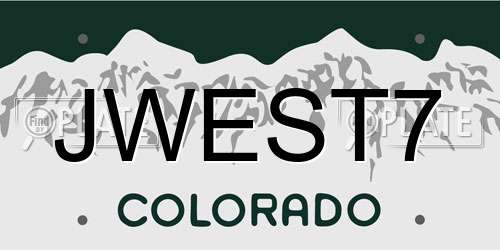 JWEST7 Colorado License Plate
