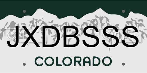 JXDBSSS Colorado License Plate