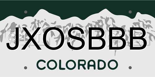 JXOSBBB Colorado License Plate