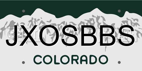 JXOSBBS Colorado License Plate