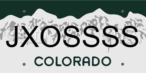 JXOSSSS Colorado License Plate