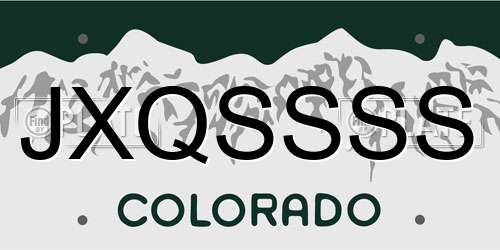 JXQSSSS Colorado License Plate