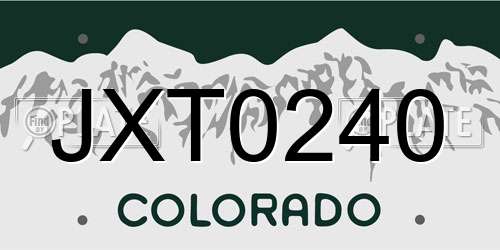 JXT0240 Colorado License Plate