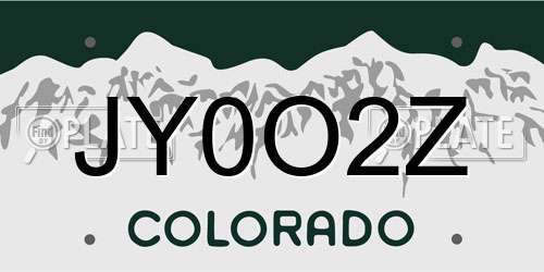 JY0O2Z Colorado License Plate