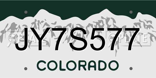JY7S577 Colorado License Plate